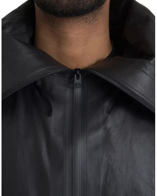 Bottega Veneta Black Leather Hooded Trenchcoat Jacket for men