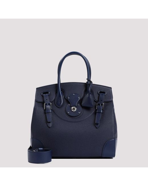 Ralph Lauren Collection Blue Ink Soft Ricky Grained Leather Bag