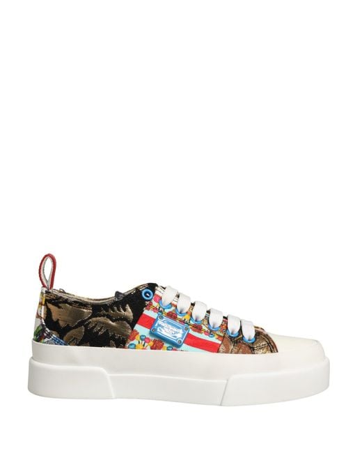 Dolce & Gabbana White Patchwork Low Top Sneakers Shoes