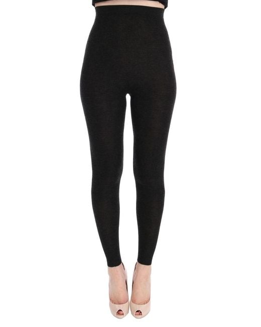 Dolce & Gabbana Black Elegant High Waist Virgin Wool Legging