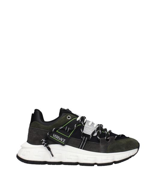 Versace Black Gray Leather Sneakers for men