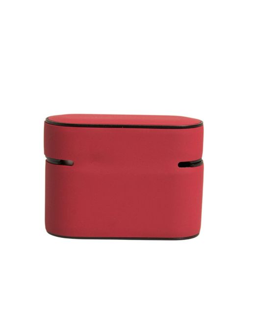 Dolce & Gabbana Red Pvc Embossed Logo Plaque Holder Airpods Case Polycarbonate Tu Accessory