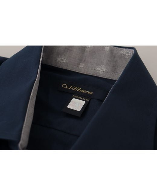 Roberto Cavalli Blue Elegance Cotton Dress Shirt for men