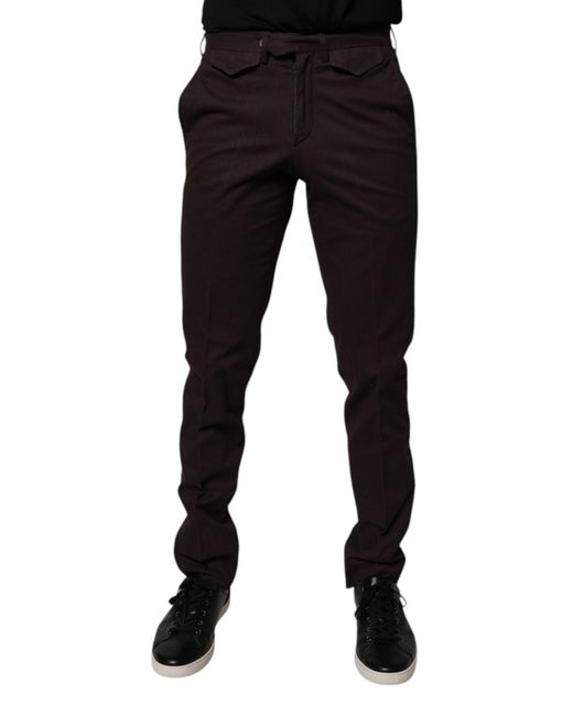Bencivenga Black Brown Pure Cotton Slim Fit Men Dress Pants for men