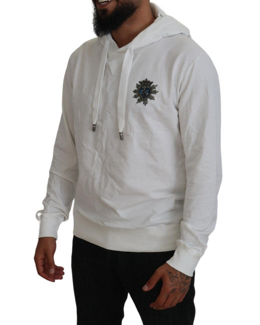 Dolce & Gabbana Gray Cotton Hooded Sweatshirt Logo Sweater for men