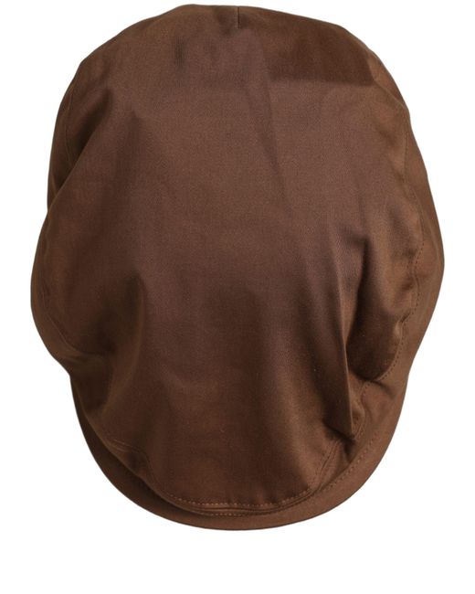 Dolce & Gabbana Men Brown Cotton Newsboy Capello Cabbie Hat for men