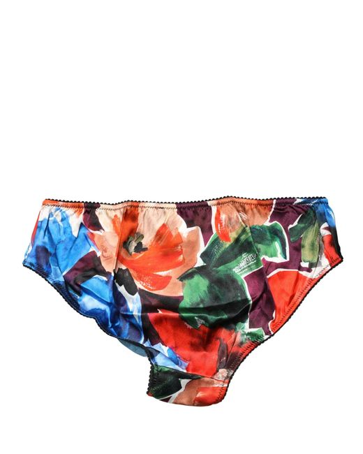 Dolce & Gabbana Blue Multicolor Floral Mid Waist Brief Panty Underwear