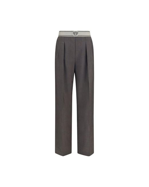 Versace Gray Wool Oves Aries Pants
