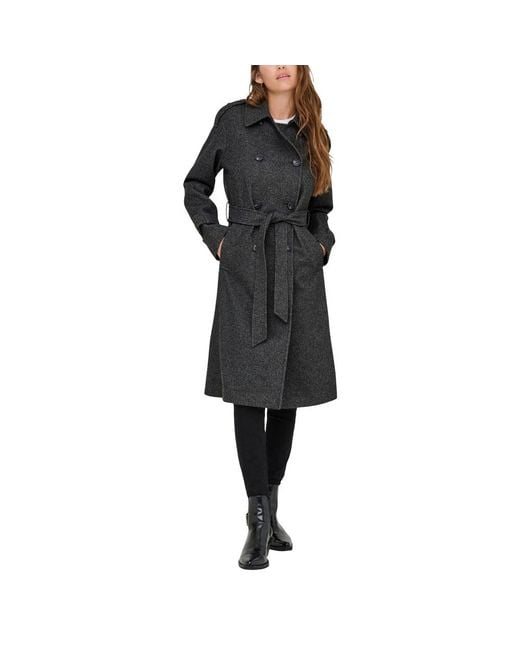 ONLY Black Gray Recycled Polyester Coat