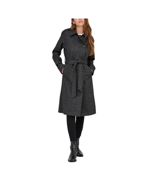 ONLY Black Gray Recycled Polyester Coat