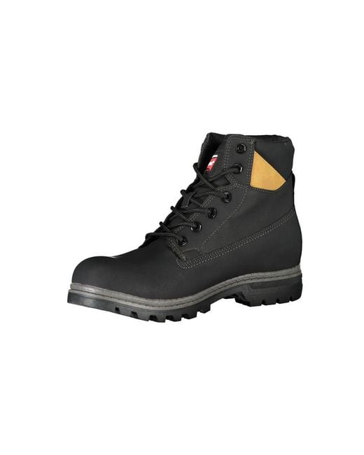 Carrera Black Sleek Lace-Up Boots With Contrast Details for men