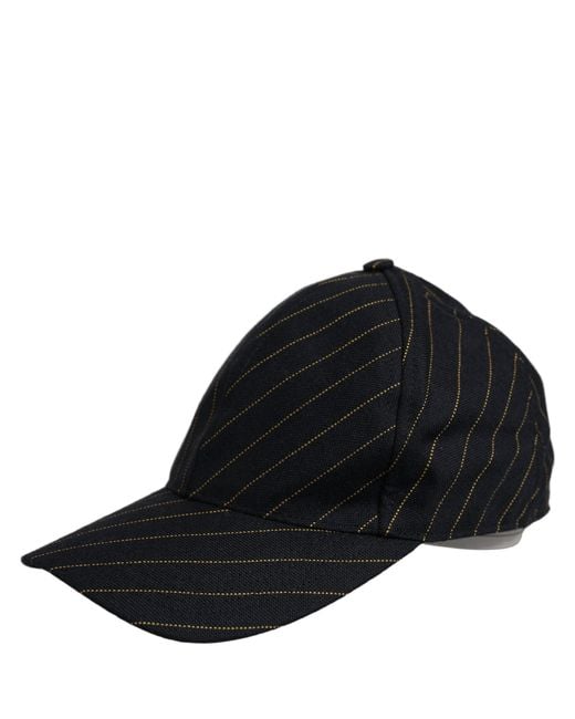 Dolce & Gabbana Black Gold Pinstriped Cotton Baseball Cap Hat for men