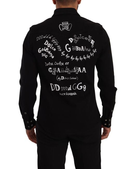 Dolce & Gabbana Black Slim Fit Casual Designer Shirt for men