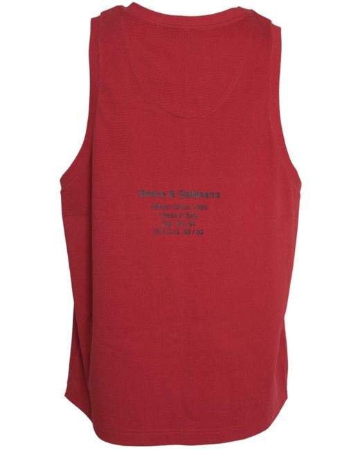 Dolce & Gabbana Red Leopard Print Sleeveless Tank T-Shirt for men