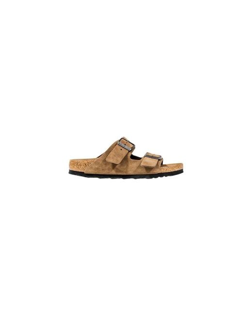 Birkenstock Metallic Brown Suede Leather Sandals