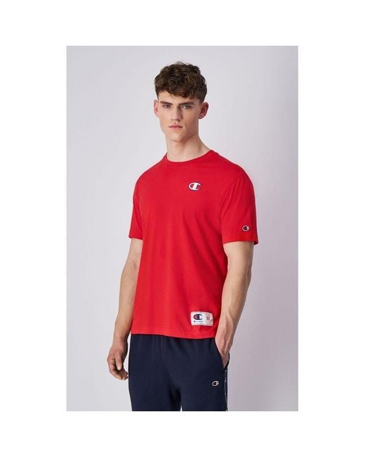 Champion Red Multicolor Cotton T for men