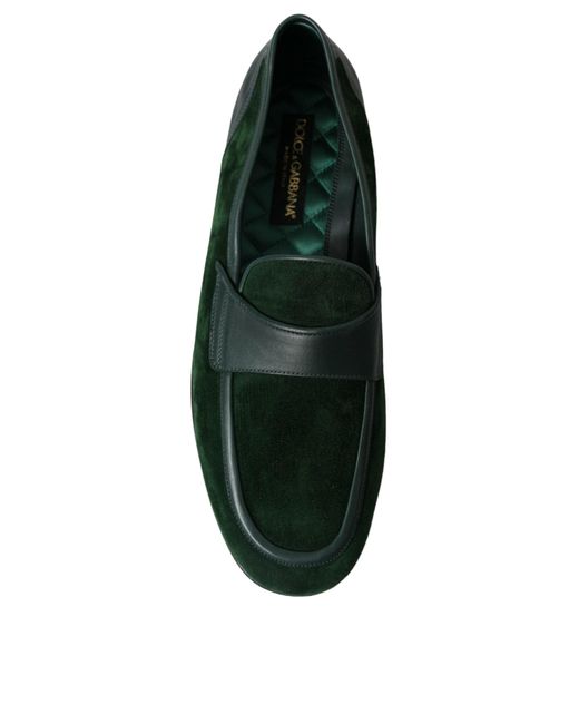 Dolce & Gabbana Green Velvet Slip On Men Loafer Dress Shoes for men