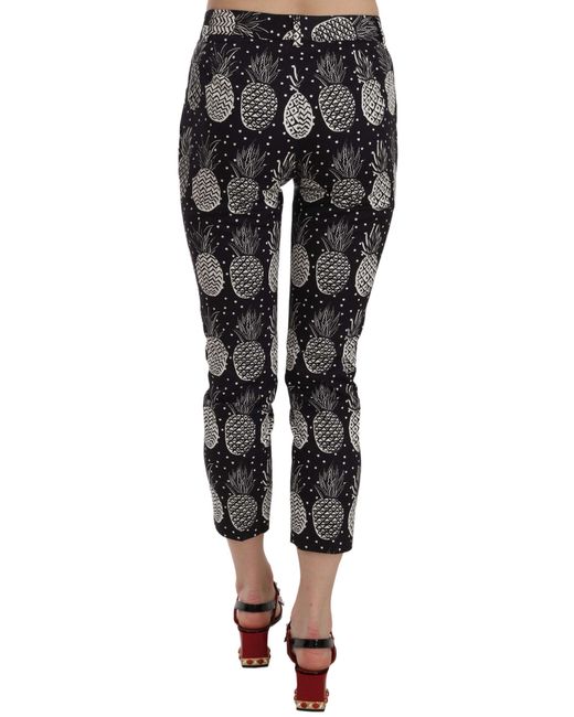 Dolce & Gabbana Black Chic Pineapple Print Skinny Capri Pant