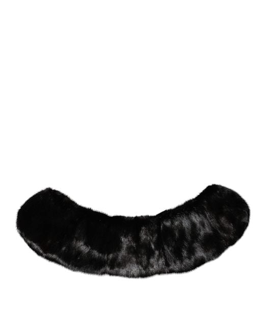 Dolce & Gabbana Black Fur Shawl Neck Wrap Cover Collar Scarf