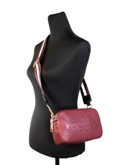 Marc Jacobs Red Flash Pomegranate Smooth Leather Embossed Camera Crossbody Bag Purse