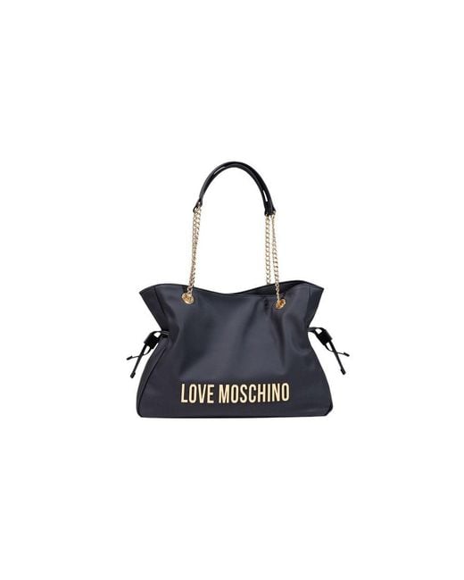Love Moschino Blue Black Polyester Handbag