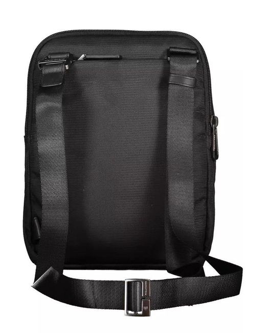 Piquadro Sleek Black Recycled Material Shoulder Bag for men