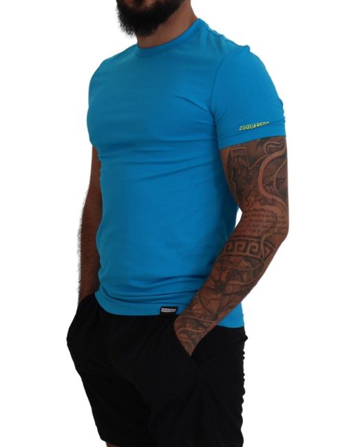 DSquared² Blue Modal Short Sleeves Crewneck T-Shirt for men