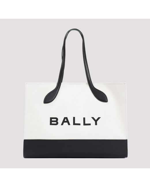 Bally Black White Natural Organic Cotton Tote Bag