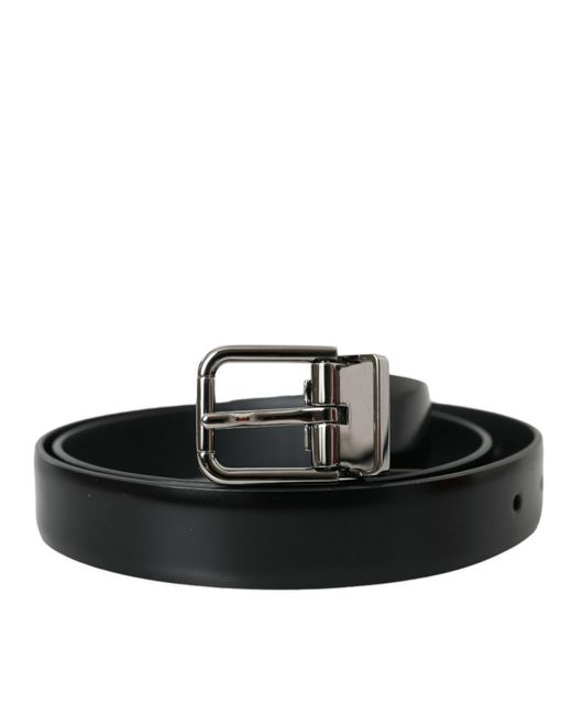Dolce & Gabbana Black Leather Metal Buckle Belt for men
