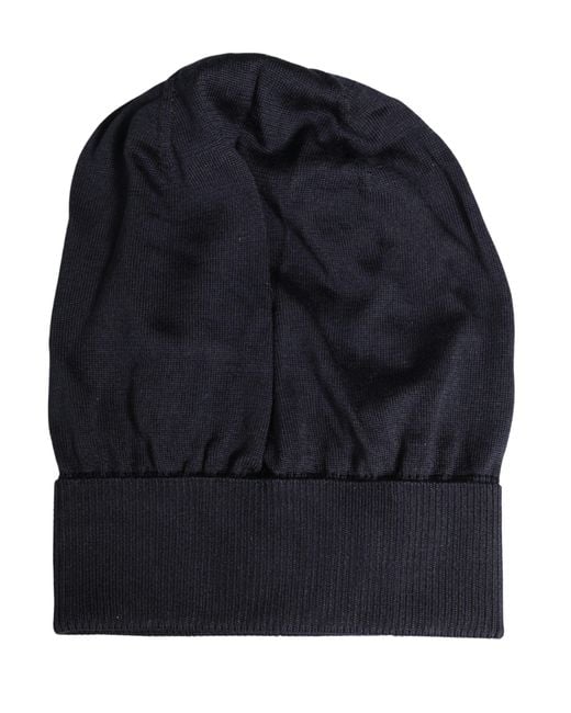 Dolce & Gabbana Blue Solid Wool Knitted Winter Beanie Cap Hat for men