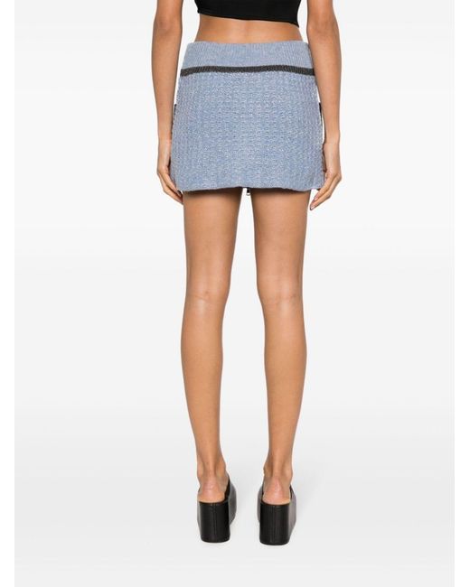 Cormio Blue Chunky-Knit Mini Skirt