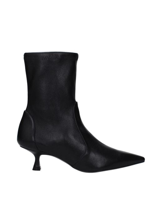 Stuart Weitzman Black Leather Ankle