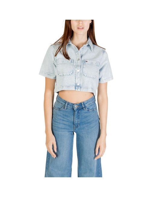 Tommy Hilfiger Light Blue Recycled Cotton Shortsleeve Shirt
