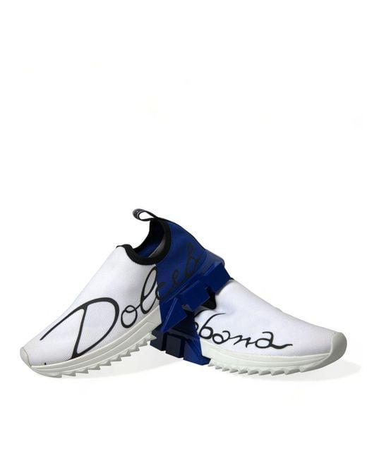 Dolce & Gabbana Blue Leather Logo Low Top Sneakers Shoes for men