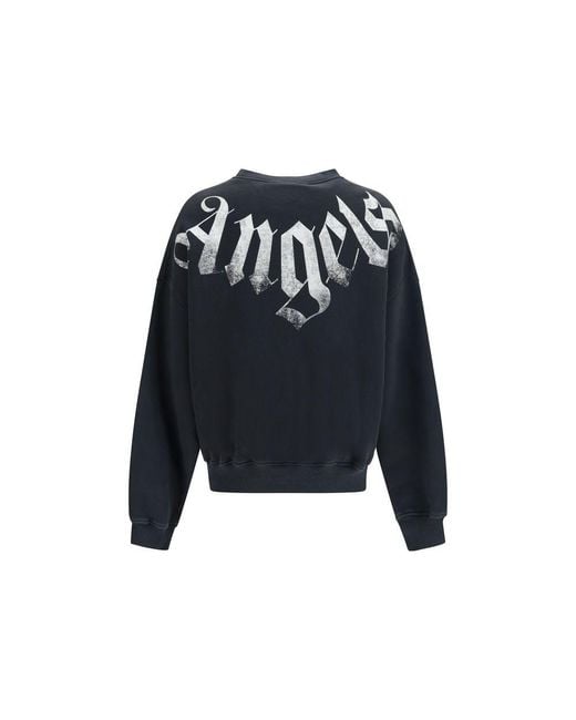 Palm Angels Blue Black Cotton Sweatshirt for men
