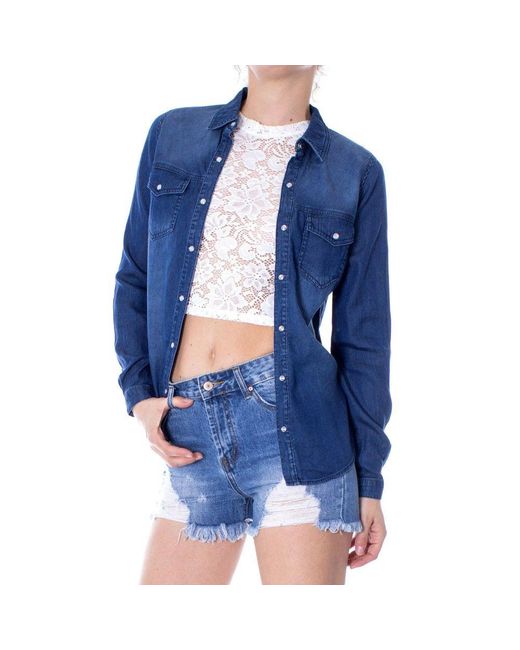 VILA CLOTHES Blue Denim Shirt