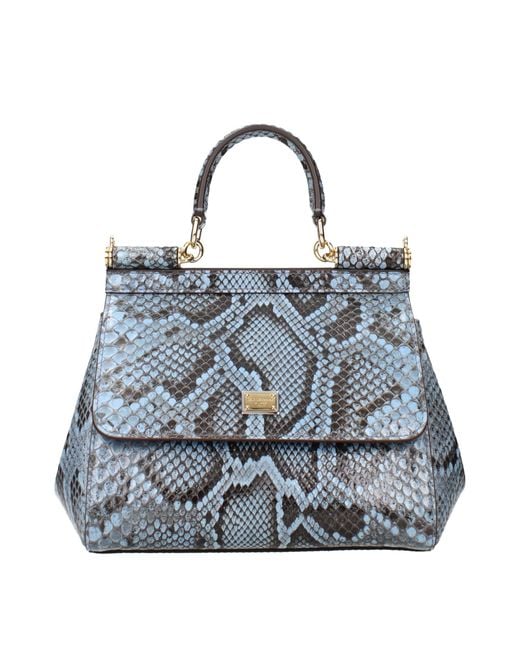 Dolce & Gabbana Blue Dolce&Gabbana Sicily Medium Handbag Sky Python Leather/Sugar Paper