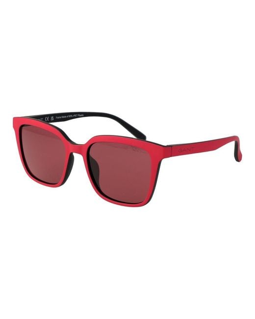 Gant Red Multicolor Plastic Sunglasses