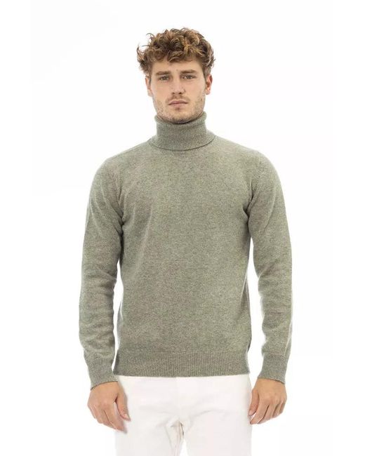 Alpha Studio Green Wool Sweater for men