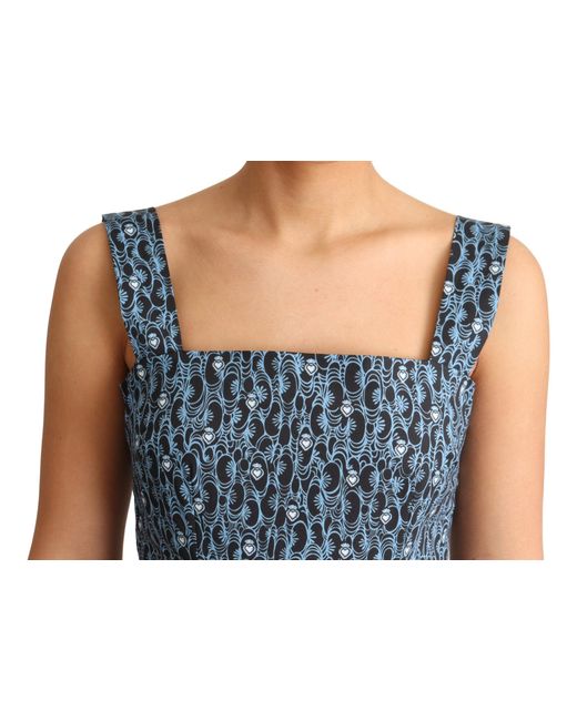 Dolce & Gabbana Blue Heart Cotton A-Line Stretch Dress