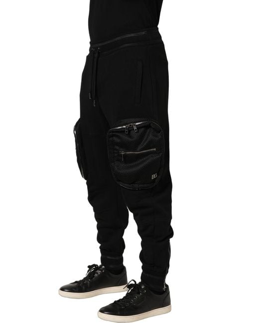 Dolce & Gabbana Black Mid Waist Cargo Jogger Sweatpants Pants for men