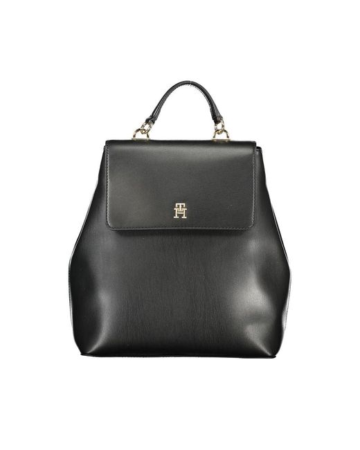 Tommy Hilfiger Black Eco-Chic Backpack With Automatic Closure