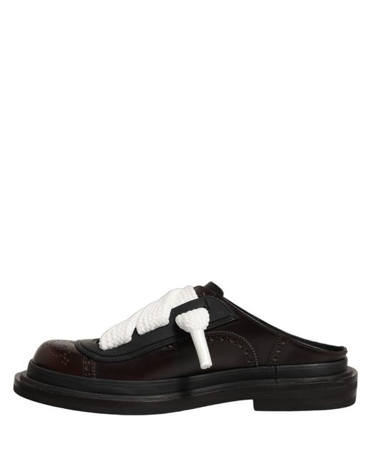 Dolce & Gabbana Black Brown Leather Slip On Flat Sandals Men Shoes for men