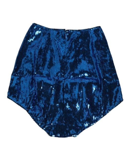 Dolce & Gabbana Blue Sequin Embellished High Waist Girdle Underwear