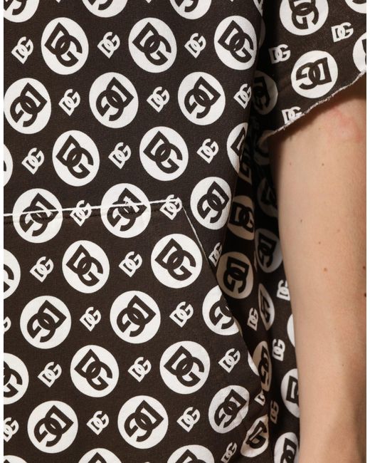 Dolce & Gabbana Black Logo Print Short Sleeve Hoodie for men
