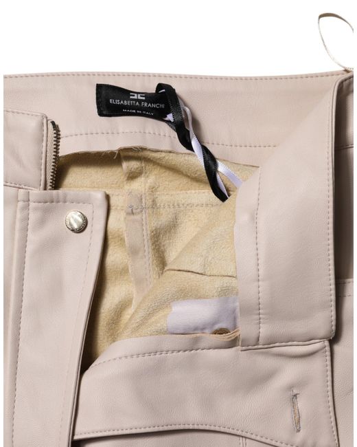 Elisabetta Franchi Gray Beige High Waist Tapered Pants