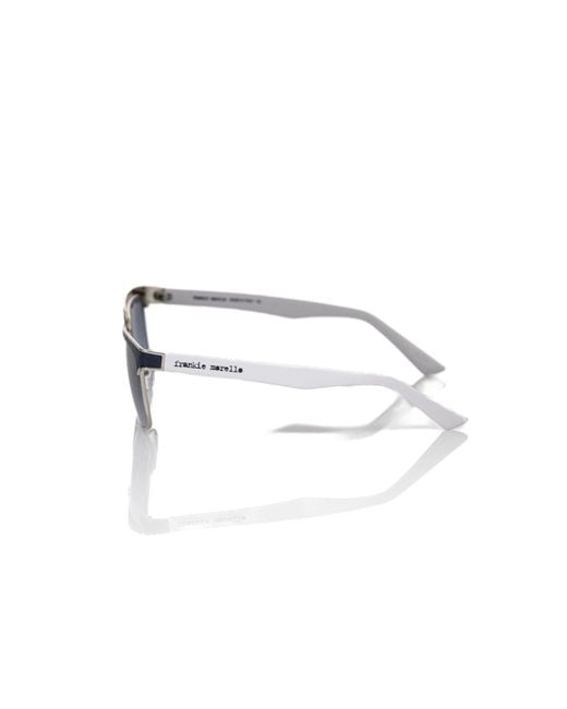 Frankie Morello Blue Elegant Clubmaster Leather Sunglasses for men