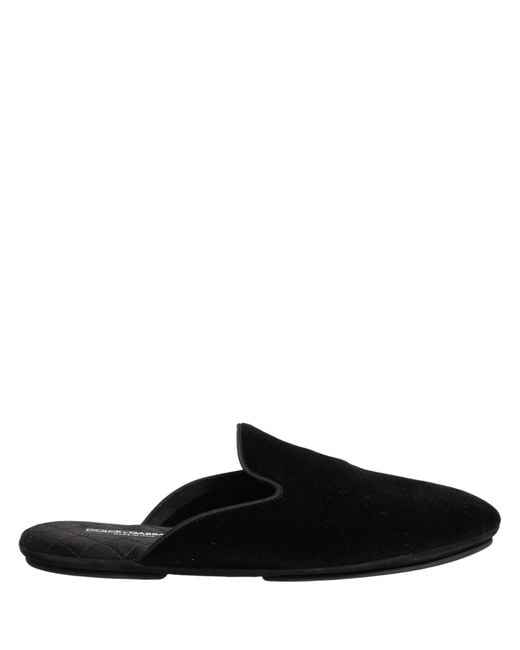 Dolce & Gabbana Black Suede Slides Flat Slipper Men Shoes for men
