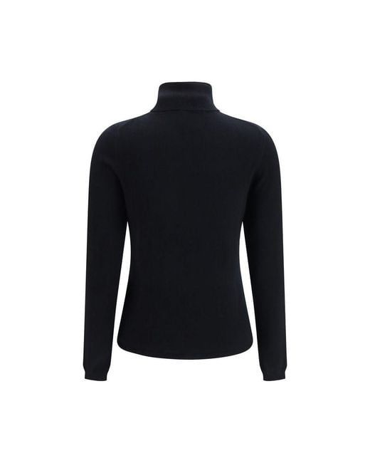 Allude Black Blue Cashmere Turtleneck