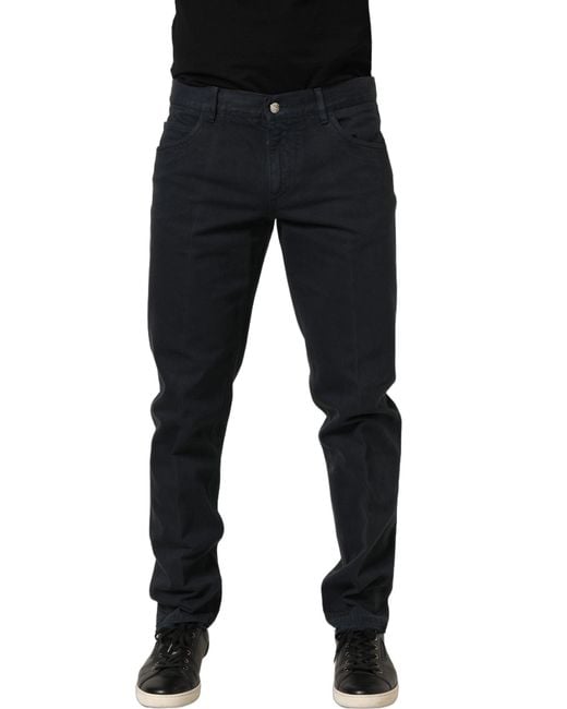 Dolce & Gabbana Black Cotton Mid Waist Skinny Men Denim Jeans for men